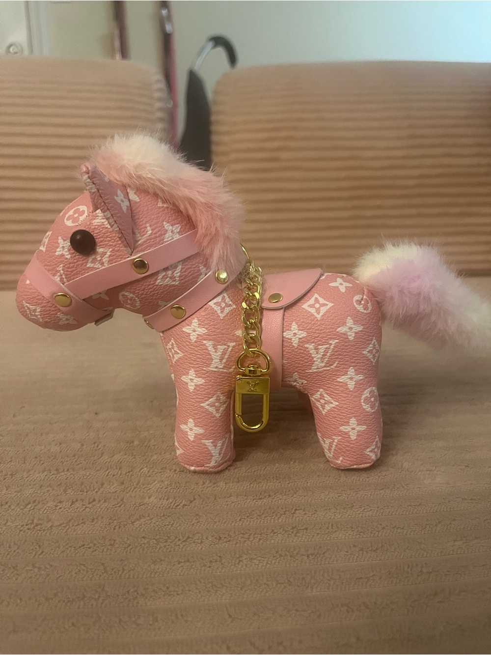 Luxury Pink Monogram Pony Charm with Gold Hardware - Picture 3 of 5